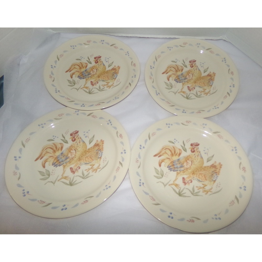 Corelle Country Morning Rooster Luncheon Plates 9 Inch Vitrelle Set of 4